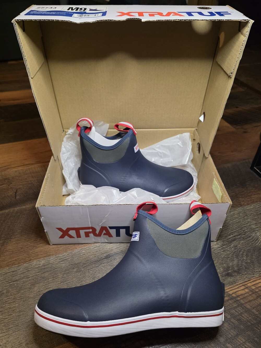 XTRATUF Men's Navy Slip-On Ankle Deck / Boat Boots